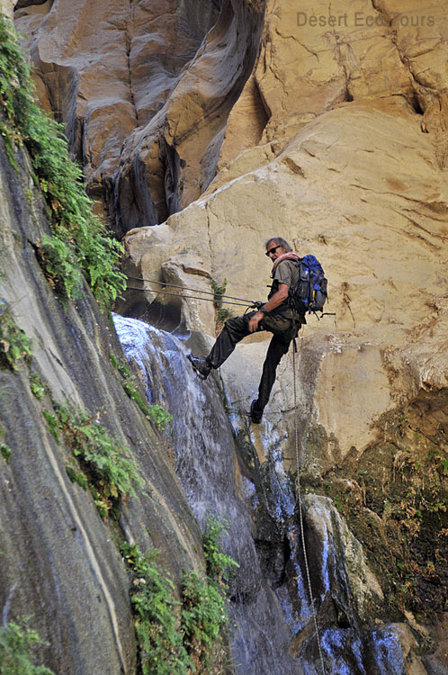 Abseiling in the canyons of Jordan